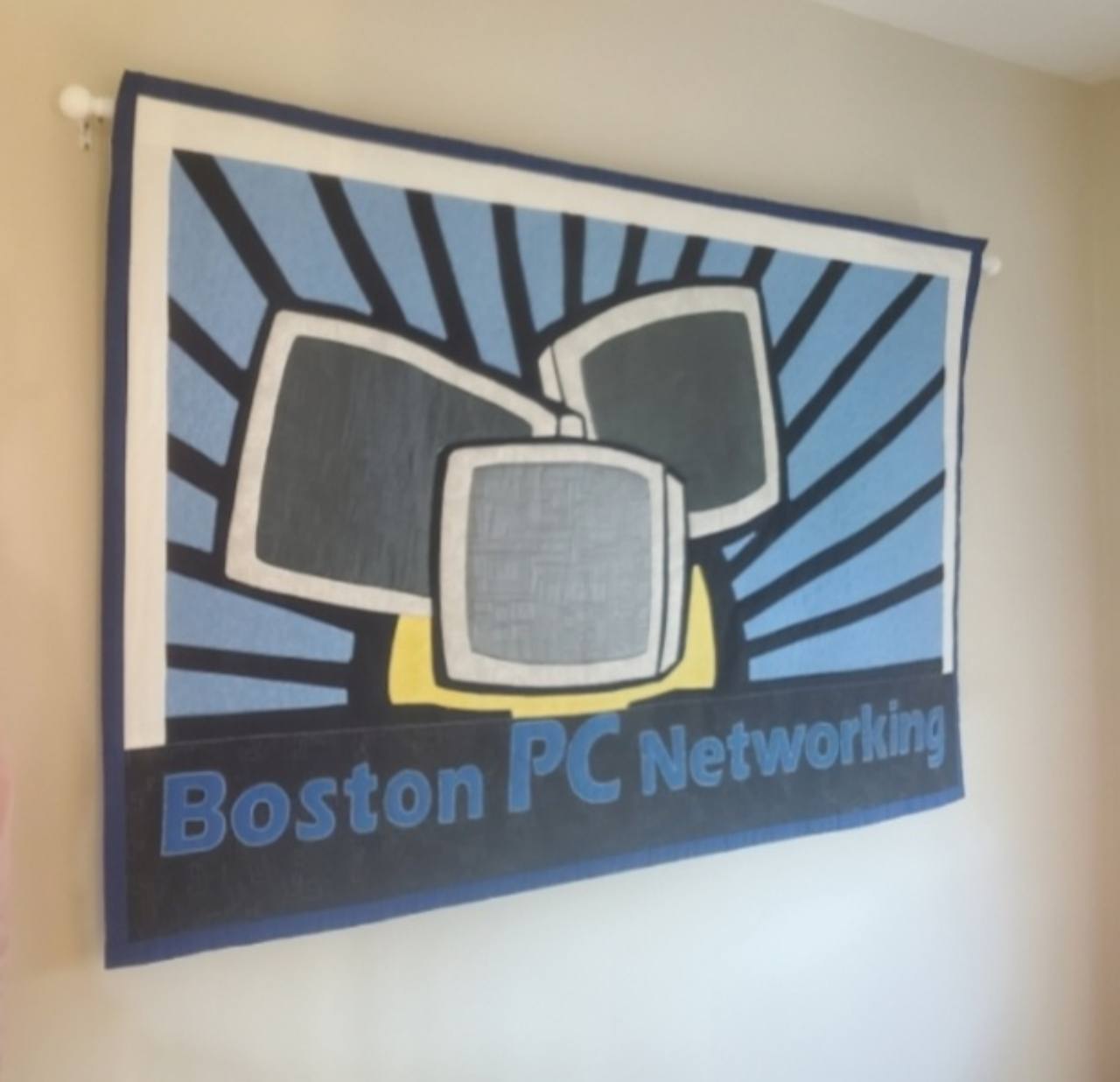 Handmade Boston PC Networking quilt created by Daniel Polansky’s mother